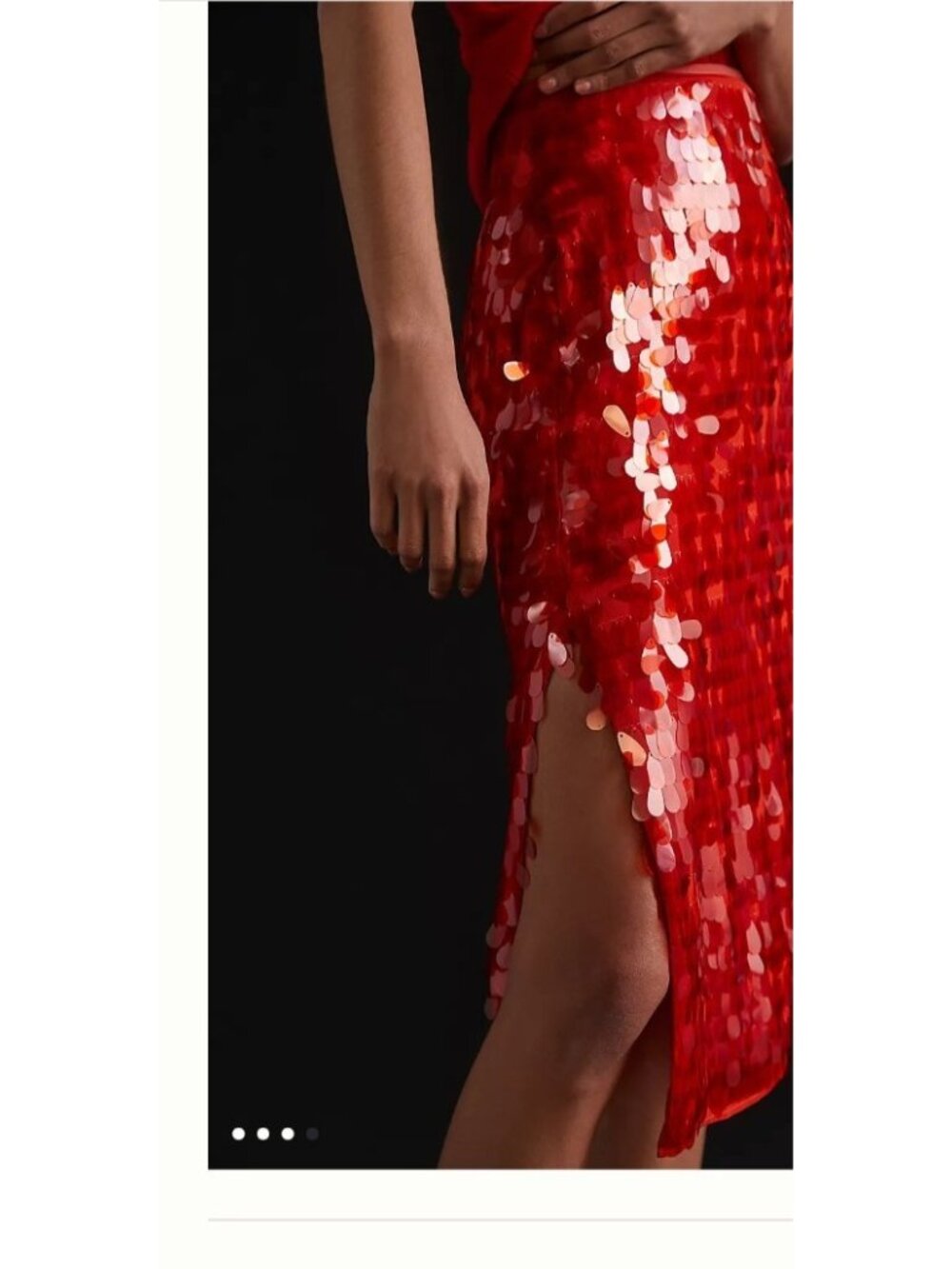 Anthropologie Maeve Sequin Midi Skirt Size 12 Coral Orange Paillette Party - Picture 12 of 14